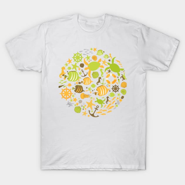 Save The Ocean Keep The Sea Plastic Free Turtle Scene T-Shirt by IstoriaDesign